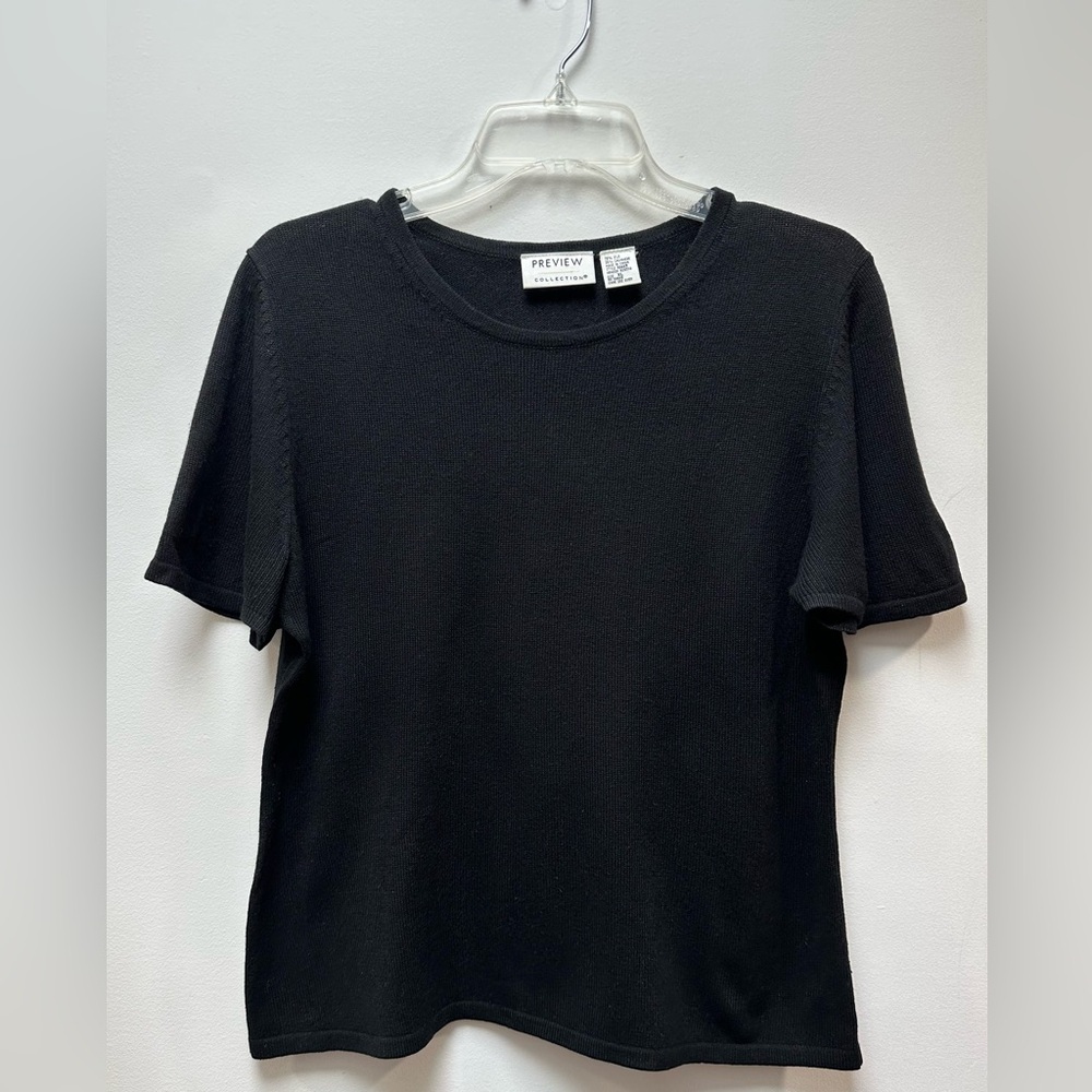 Preview Collection Silk Cashmere Women's Black Short Sleeve Top size XL